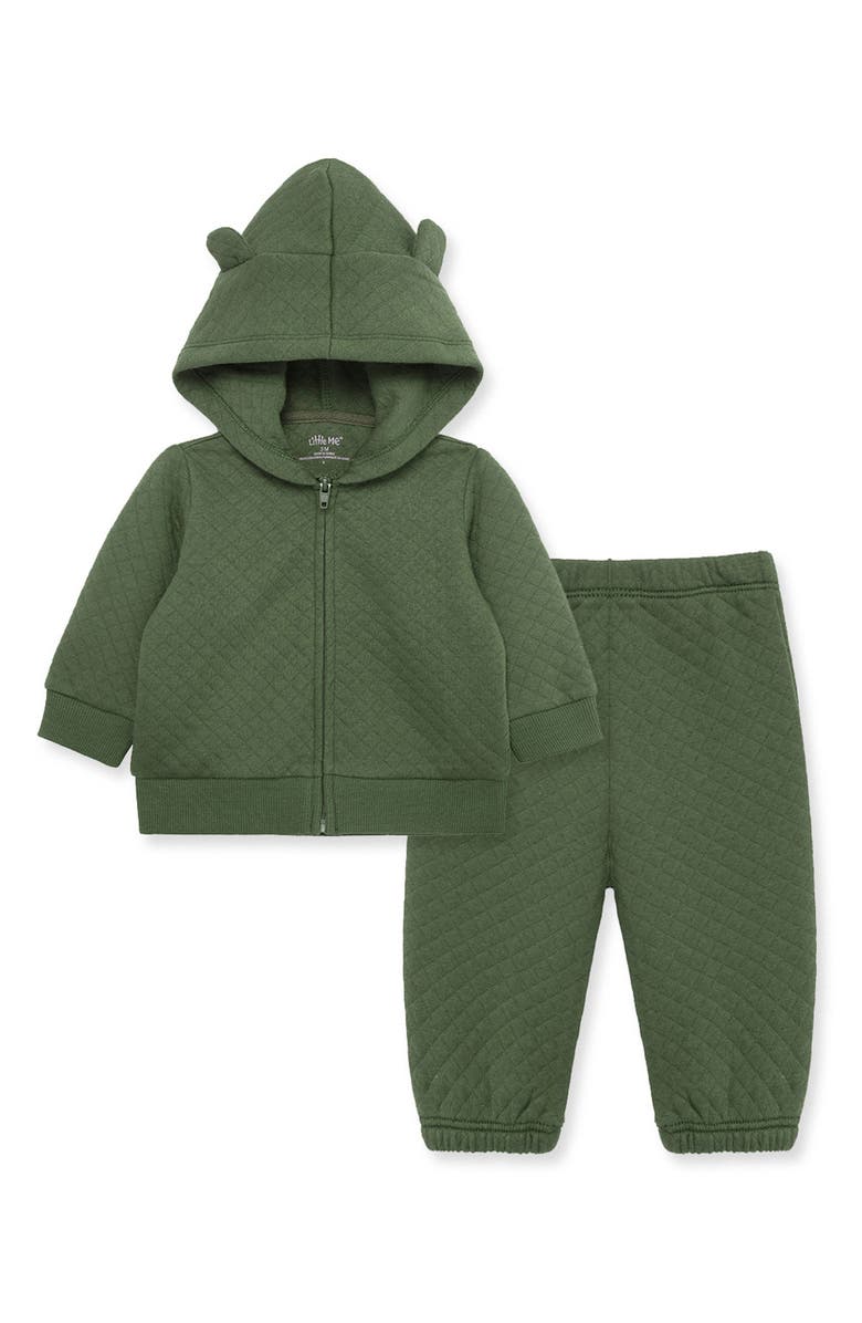 Little Me Quilted Hoodie & Joggers Set, Alternate, color, 