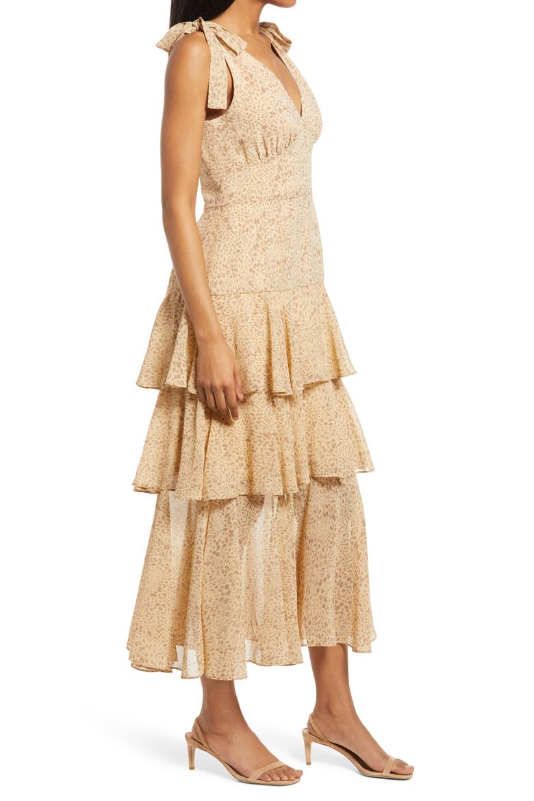 Hampton Sleeveless Tiered Dress, Alternate, color, TAN CHEETAH