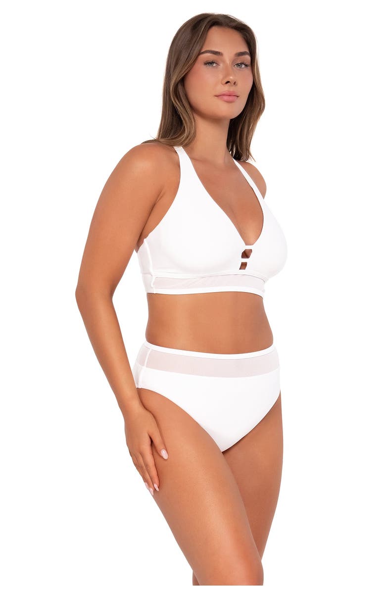 Sunsets Annie High Waist Bikini Swim Bottoms, Alternate, color, White Lily