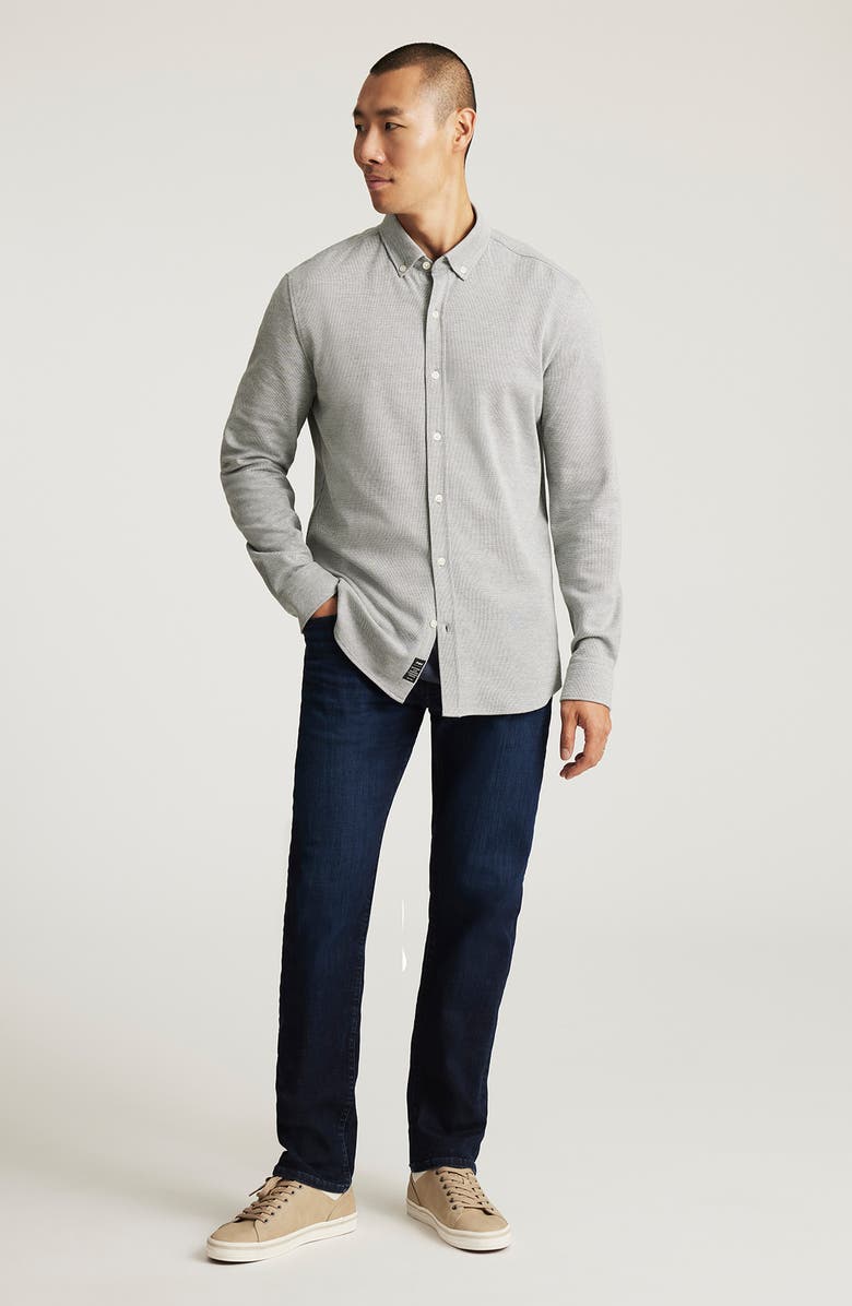 Mavi Jeans Textured Cotton Blend Button-Down Shirt, Alternate, color, Urban Chic