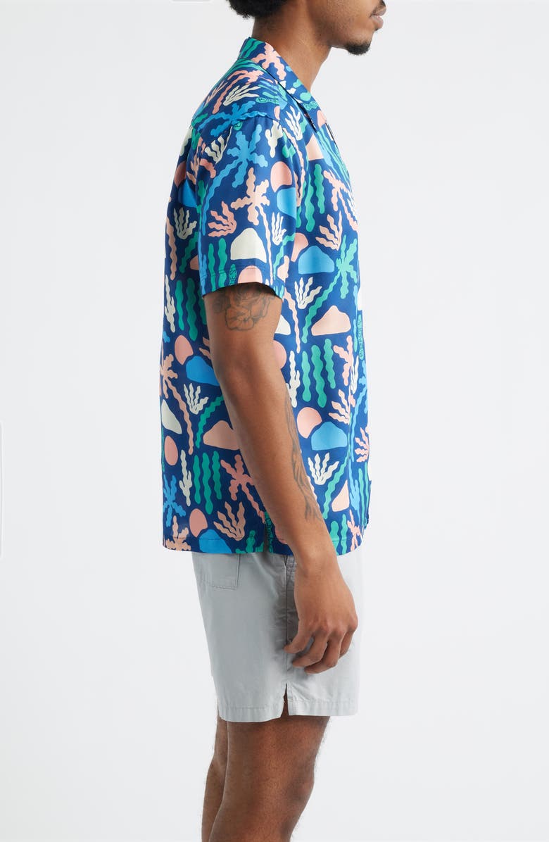 Boardies Print Short Sleeve Button-Up Camp Shirt, Alternate, color, Blue Multi