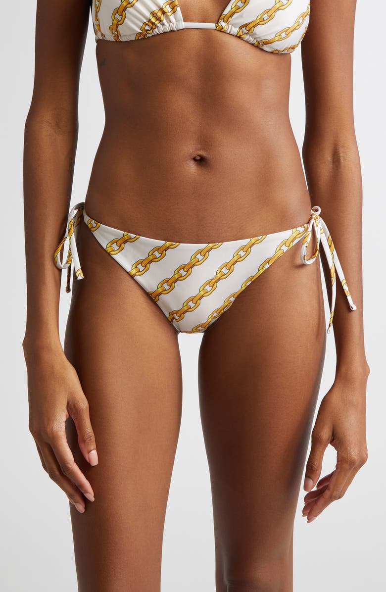 Versace Treasure Print Side Tie Bikini Bottoms, Main, color, 