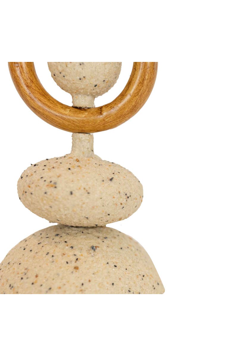 Foreside Home and Garden Textured Metal Stack Taper Holder Tan, Alternate, color, Beige
