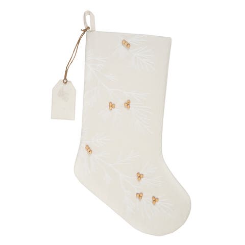 Bronze Berry Beads on Woven Branches Tagged Christmas Stocking