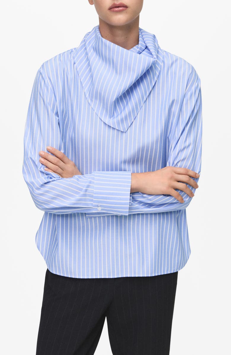 MANGO Handkerchief Stripe Shirt, Main, color, Sky Blue