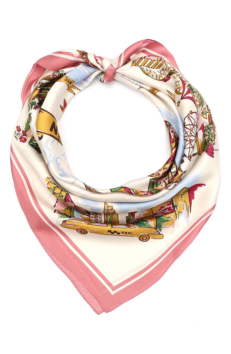 COACH New York Map Square Silk Scarf, Main, color, 