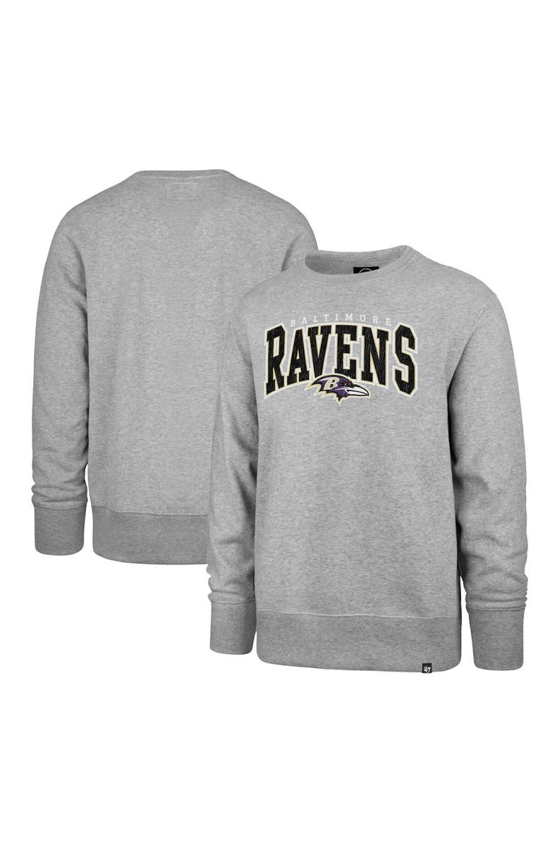 '47 Men's '47 Gray Baltimore Ravens Varsity Block Headline Pullover Sweatshirt, Alternate, color,