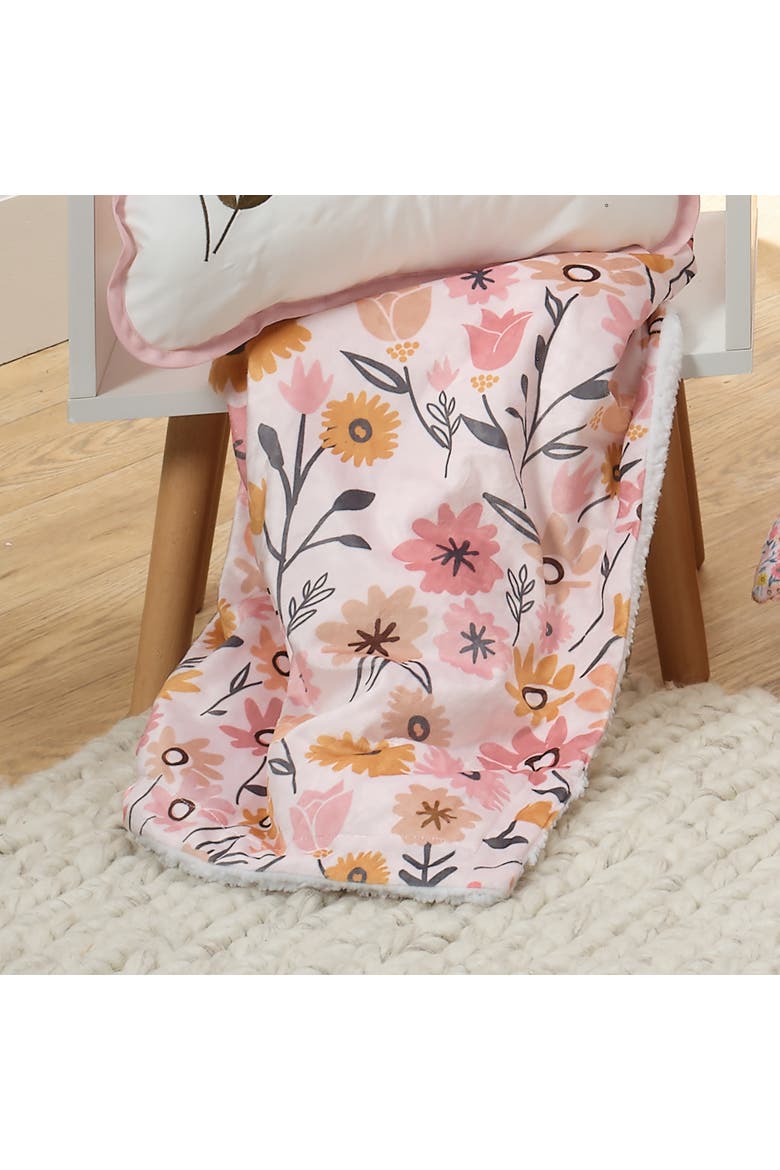 Little Garden Soft Luxurious Floral Warm Fleece Baby Blanket, Alternate, color, Pink