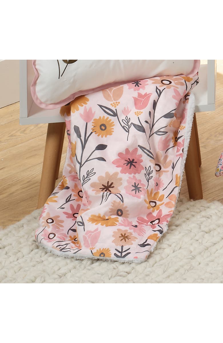 Lambs 
Ivy Little Garden Soft Luxurious Floral Warm Fleece Baby Blanket, Alternate, color, Pink