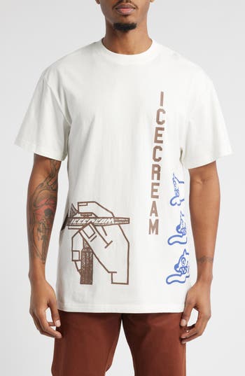 Icecream Oversize Spray Graphic T-shirt In White