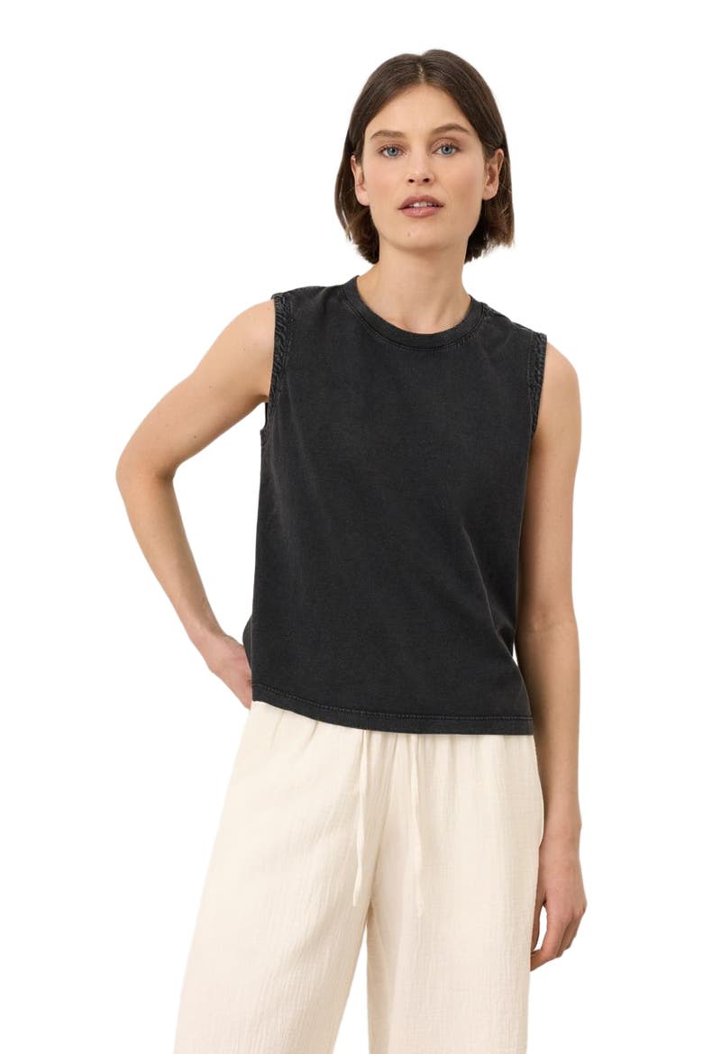 Organic Cotton Vintage Jersey Relaxed Tank, Alternate, color, Washed Black
