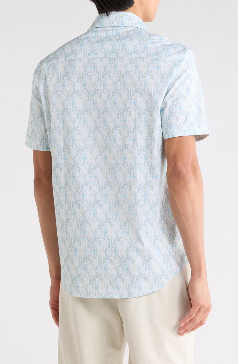 Bugatchi Short Sleeve Stretch Cotton Button-Up Shirt, Alternate, color, Menthol