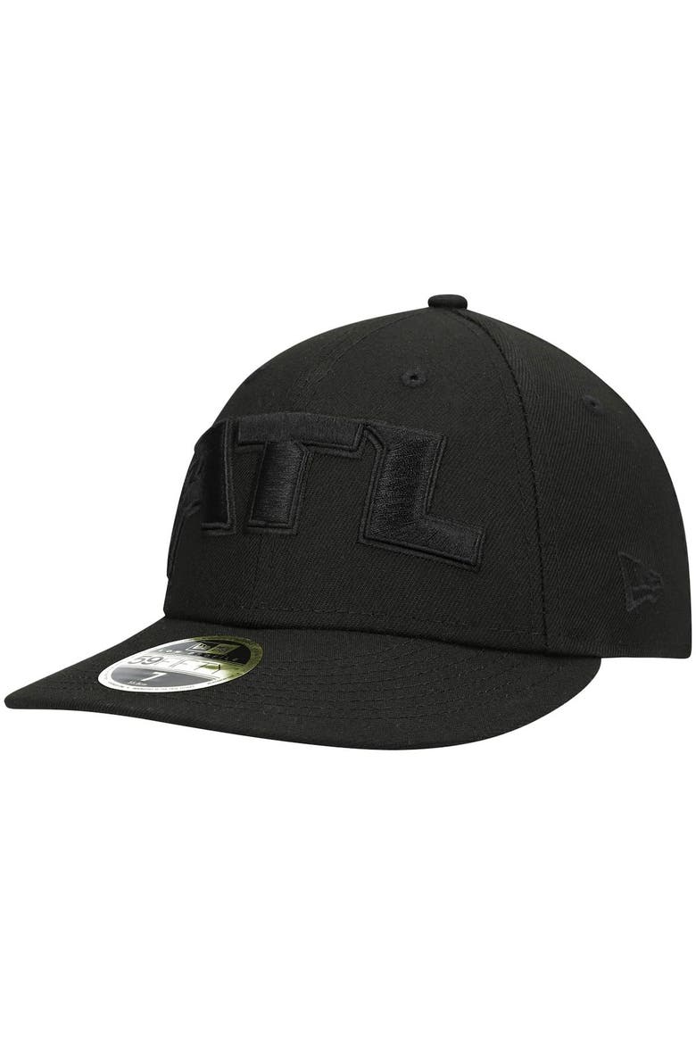 Men's New Era Black Atlanta Falcons Alternate Logo Black on Black Low Profile 59FIFTY II Fitted Hat, Main, color, Black