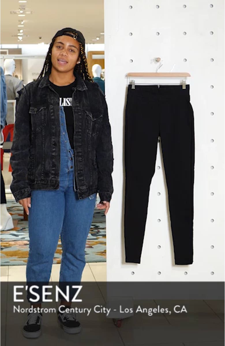 High Waist Mesh Tuxedo Stripe Denim Leggings, sales video thumbnail