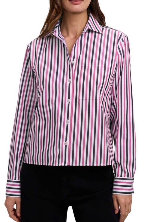 Jodie Stripe Cotton Button-Up Shirt