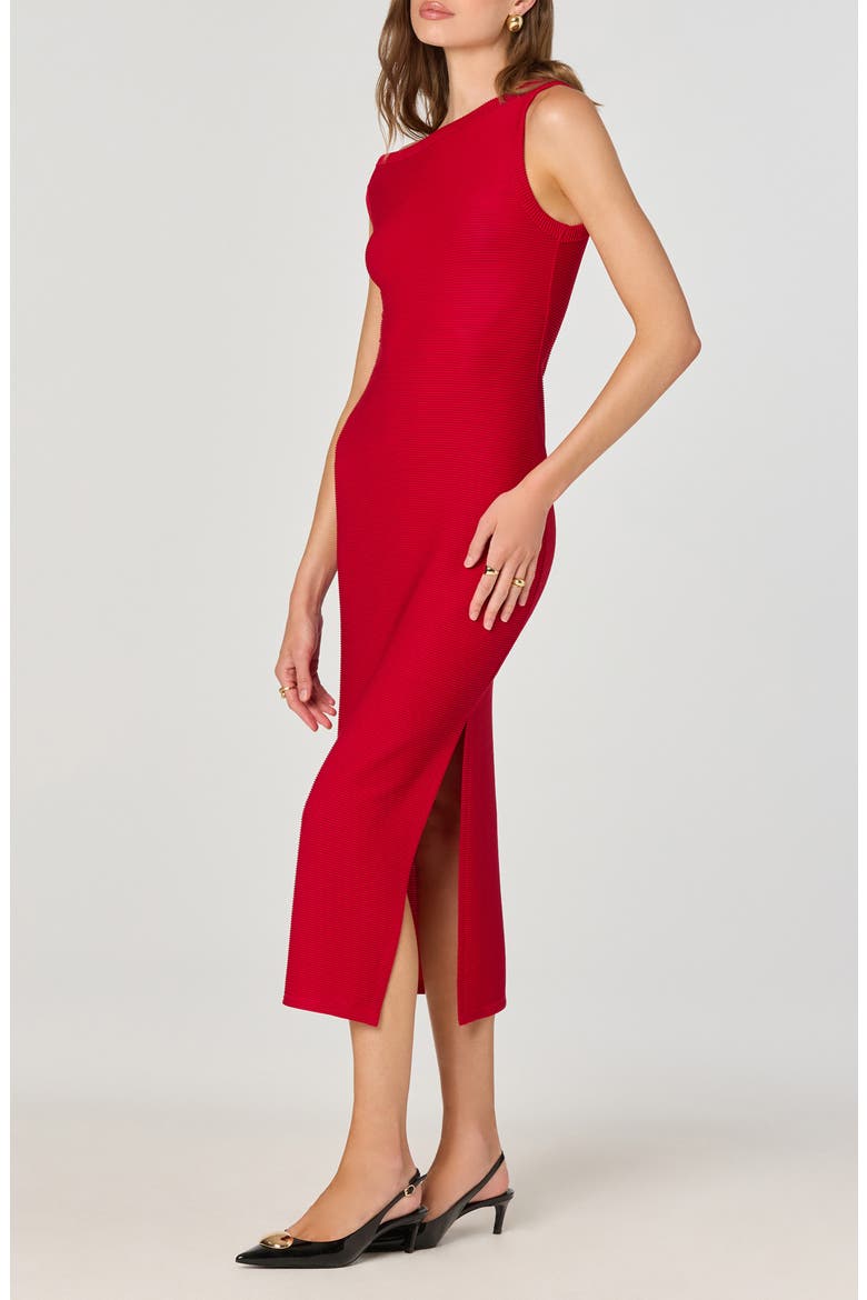 Asymmetric Knit Dress, Alternate, color, RED