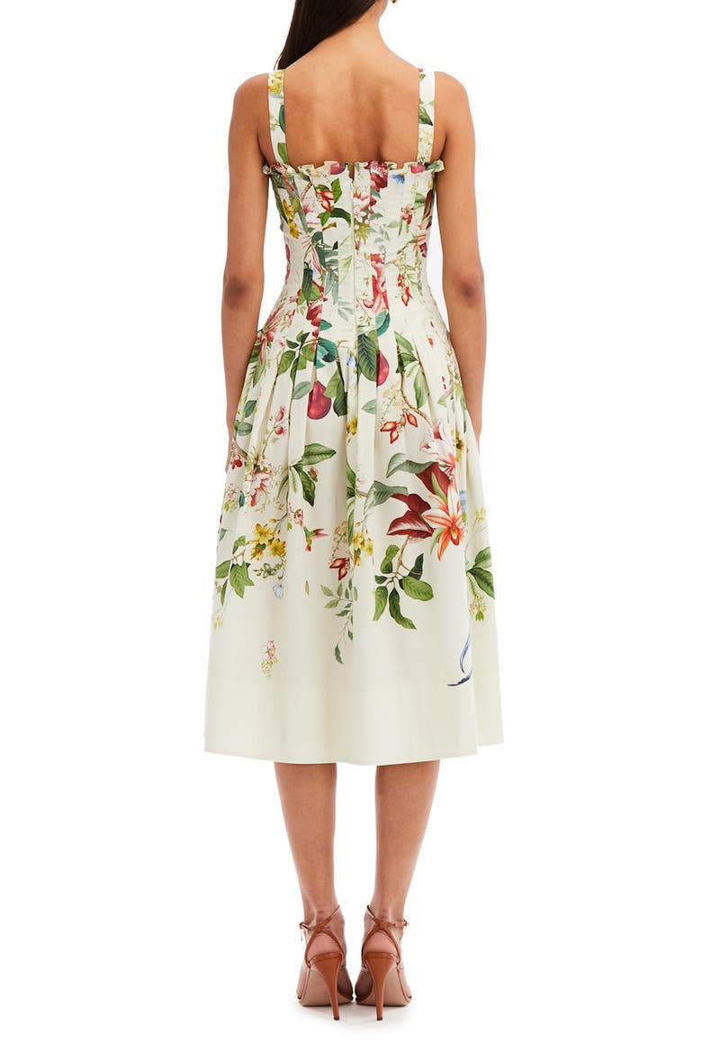 Floral Print Pleated Stretch Cotton Sundress, Alternate, color, ECRU MULTI