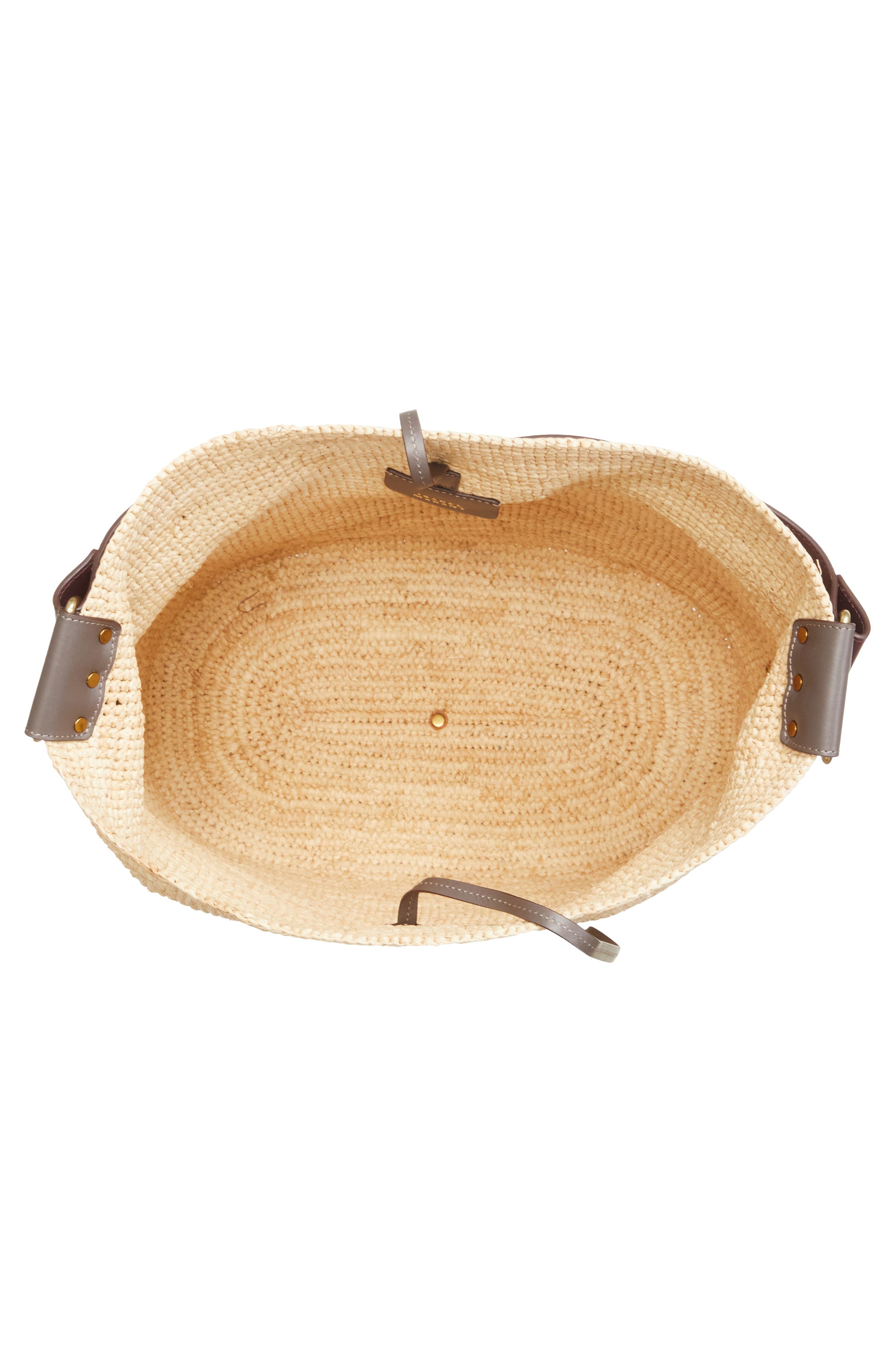 Isabel Marant Bayia Crocheted Raffia Tote, Alternate, color, Anthracite/ Burgundy