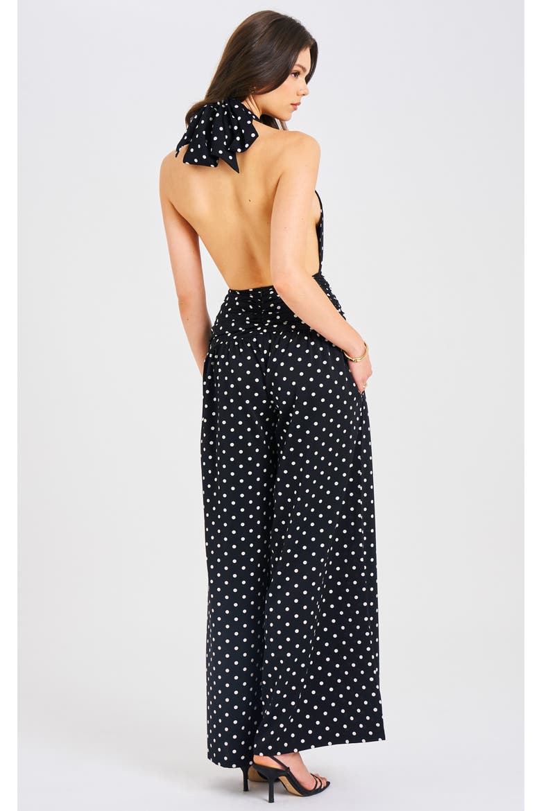 Orianaa Polka Dots Halter Jumpsuit, Alternate, color, Black