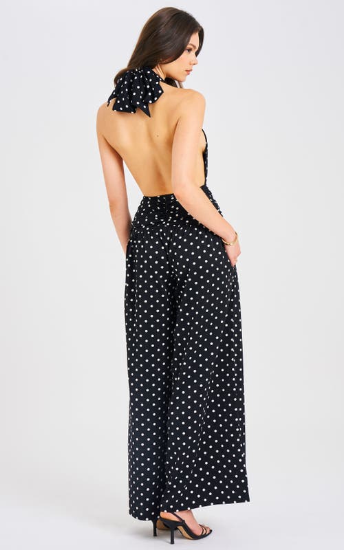 Miss Circle Orianaa Polka Dots Halter Jumpsuit In Black