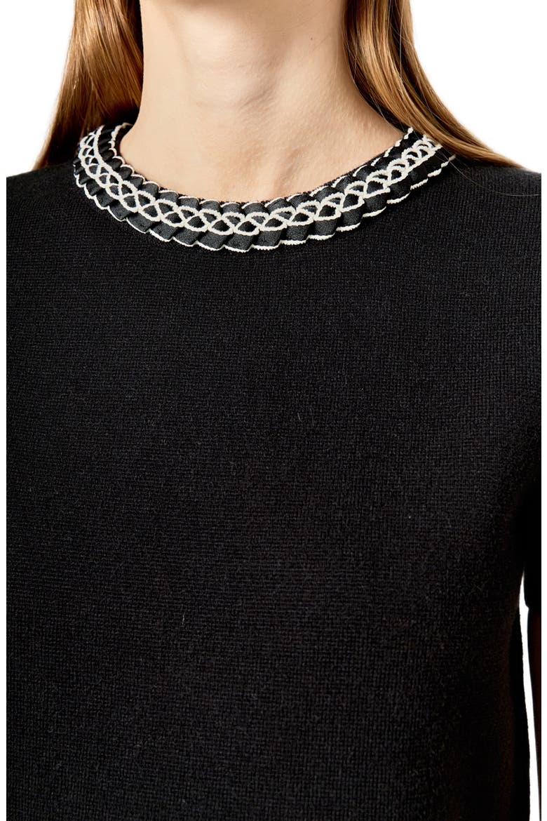 Braided Neckline Knit Top, Alternate, color, BLACK