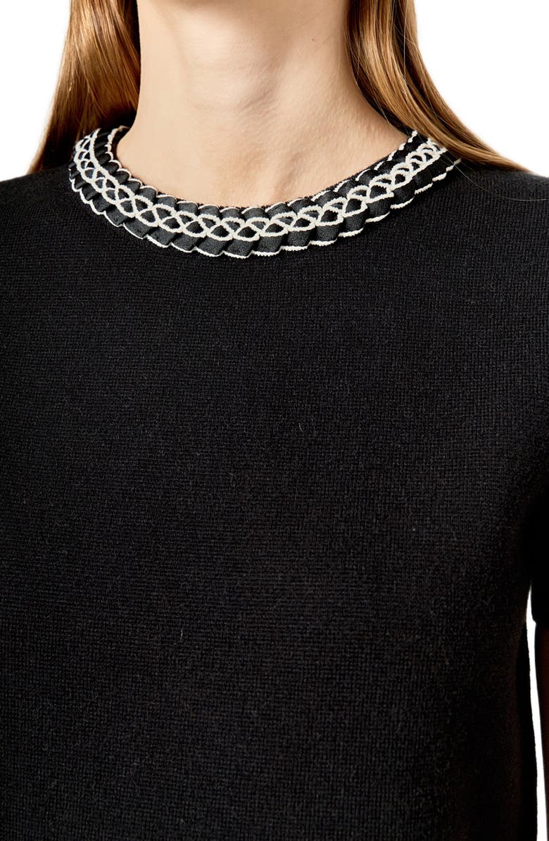 English Factory Braided Neckline Knit Top, Alternate, color, Black