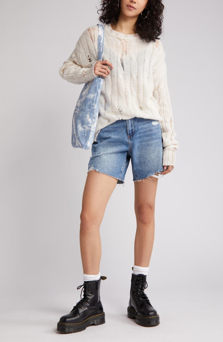 BDG Urban Outfitters Distressed Cable Stitch Sweater, Main, color,