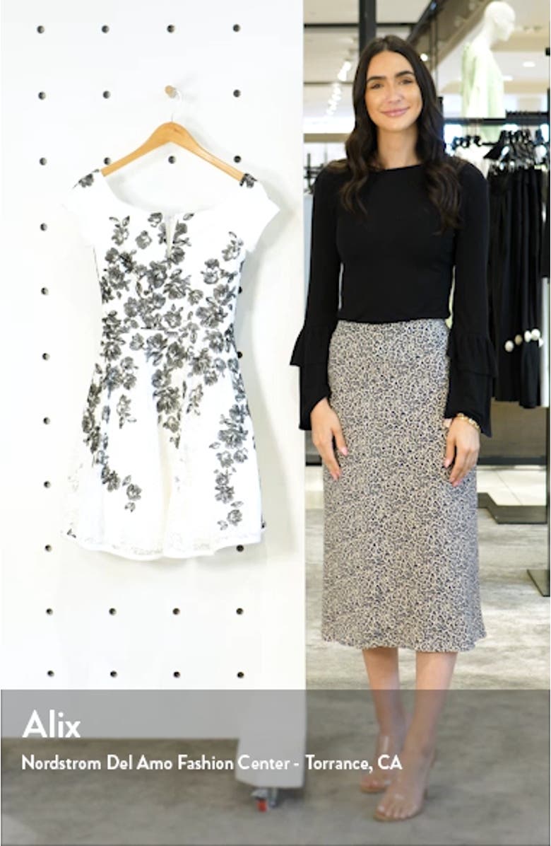 Xscape Embroidered Off the Shoulder Fit & Flare Dress, sales video thumbnail