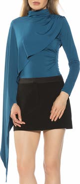 Alexia Admor Ivo Drape Cape Jersey Top
