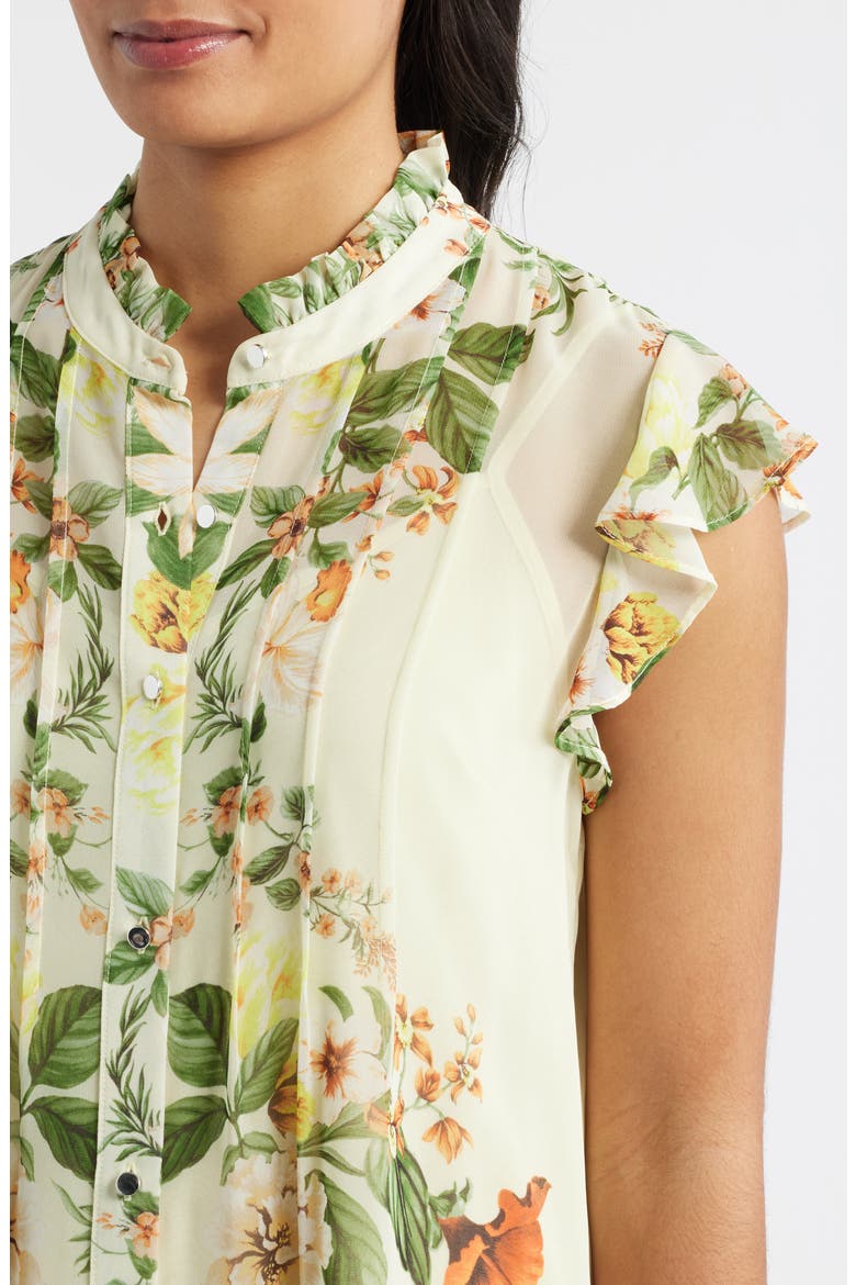 Floral Ruffle Hem Dress, Alternate, color, YELLOW MULTI