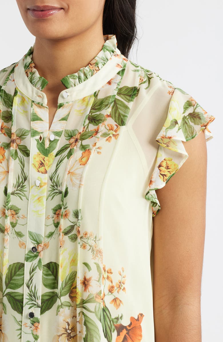 Julia Jordan Floral Ruffle Hem Dress, Alternate, color, Yellow Multi