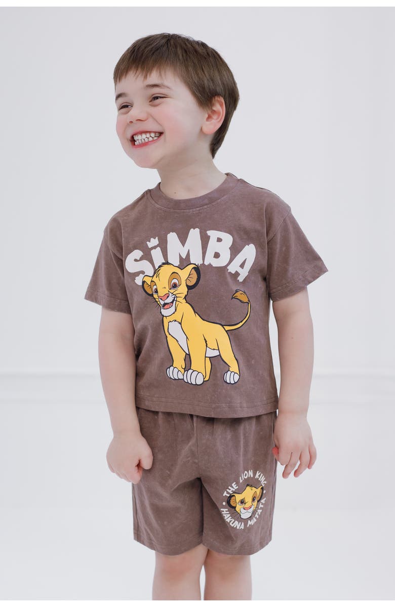Disney Lion King 2-Piece T-Shirt and Shorts Set, Alternate, color, Deep Taupe Simba