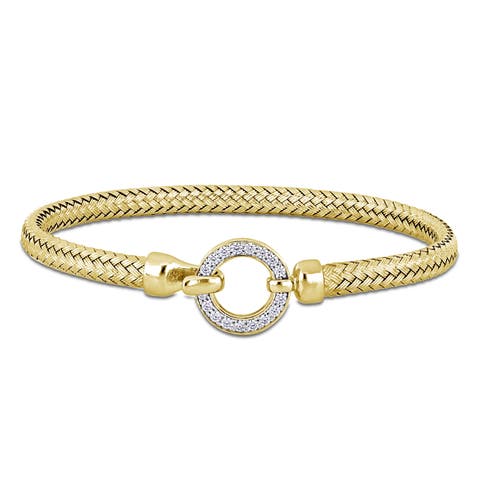 Cubic Zirconia Weave Bangle Buckle Clasp