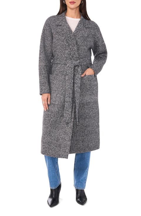 Notched Lapel Tie Waist Cardigan