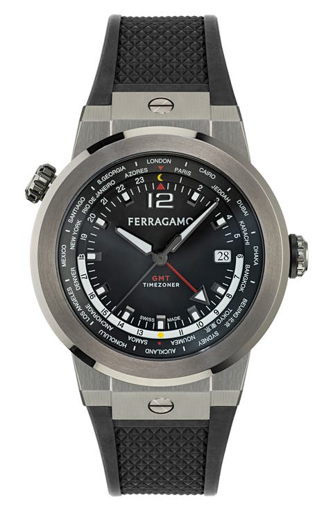 F-80 GMT Worldtime Silicone Strap Watch, 43mm