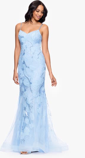 Embellished Floral Appliqué Mermaid Gown
