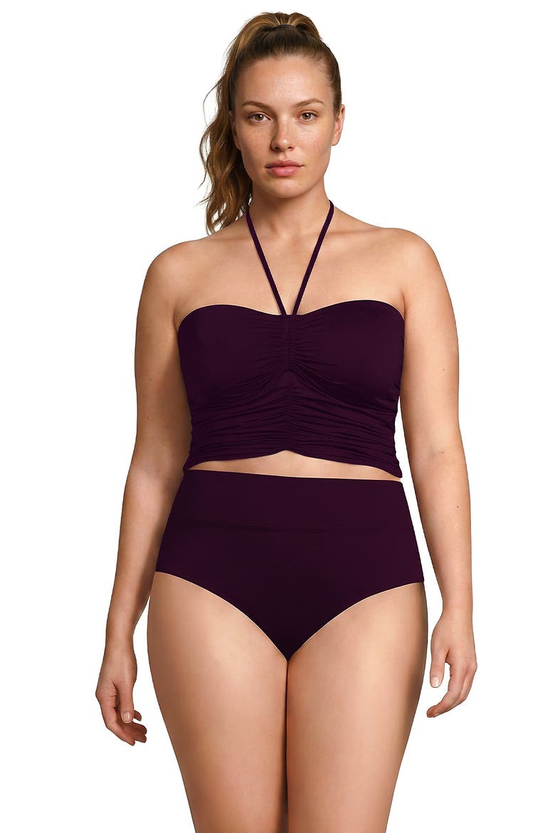 Womens Ruched Halter Tankini Top, Main, color, Dark Wine