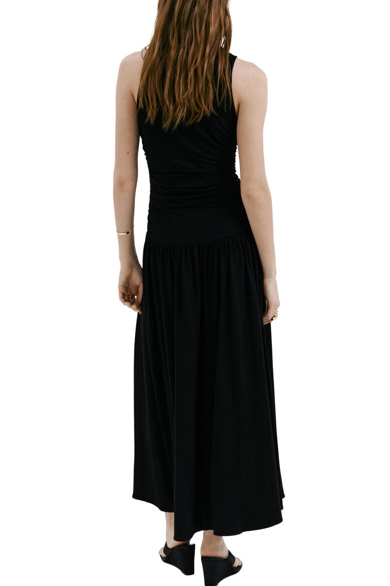 Ruched Sleeveless Maxi Dress, Alternate, color, BLACK