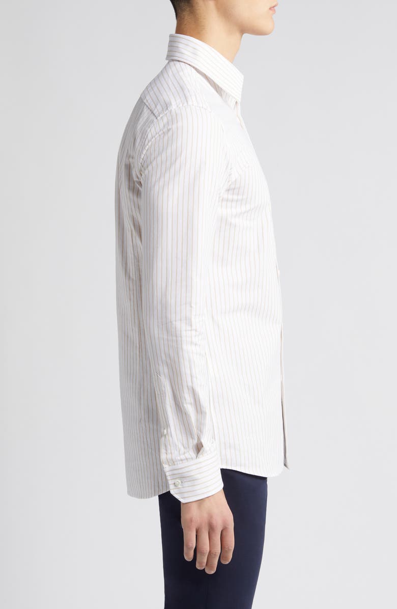 BOSS Camel Hays Kent Slim Fit Stripe Cotton Dress Shirt, Alternate, color, 