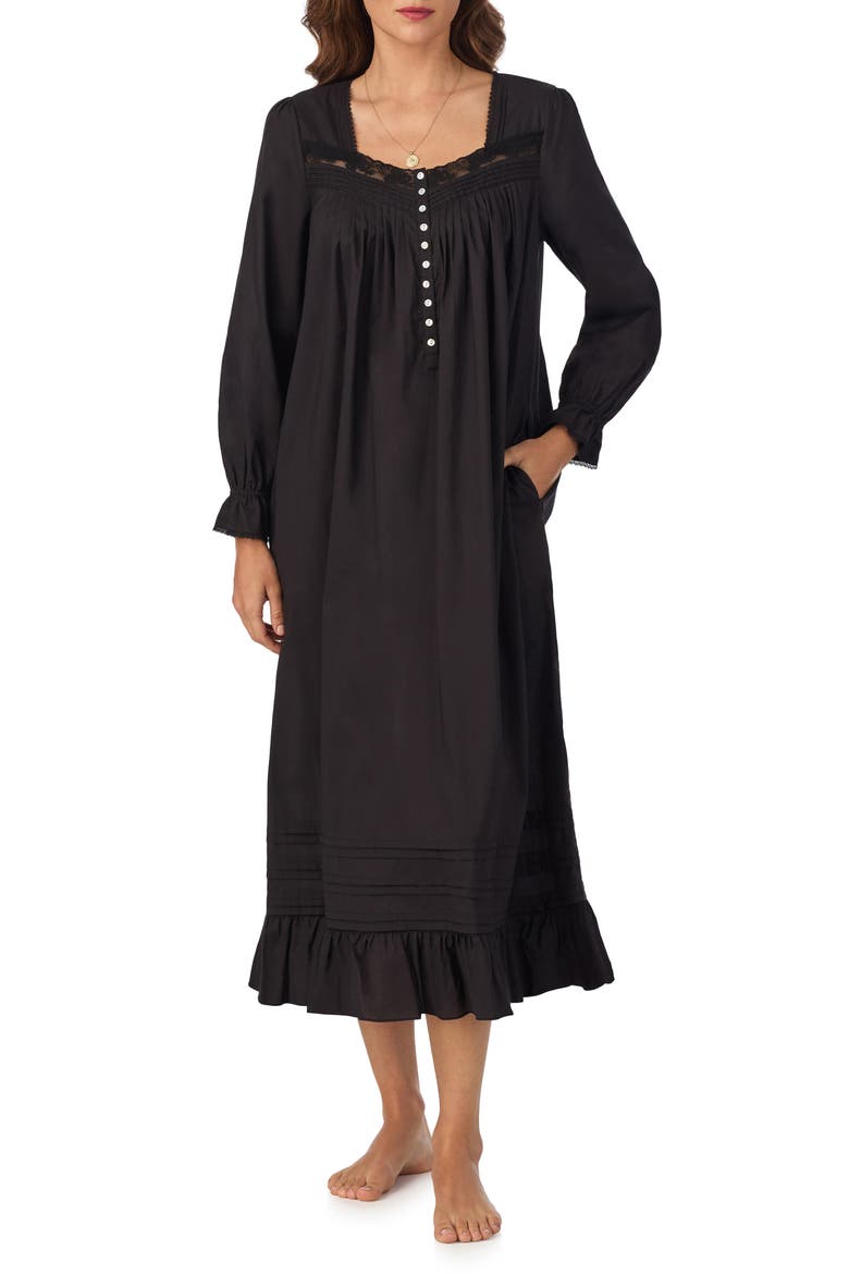 Lace Trim Ballet Nightgown, Main, color, BLACK