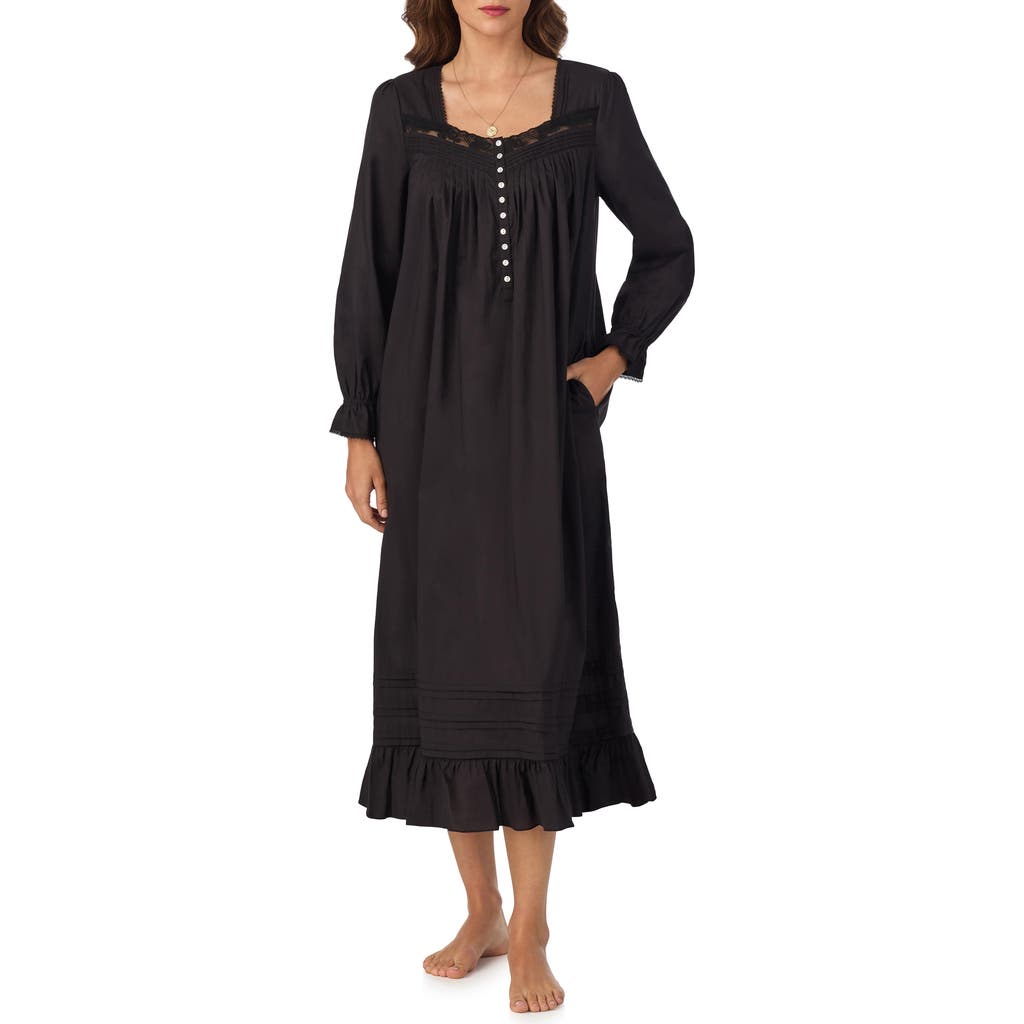 Eileen West Lace Trim Ballet Nightgown In Black