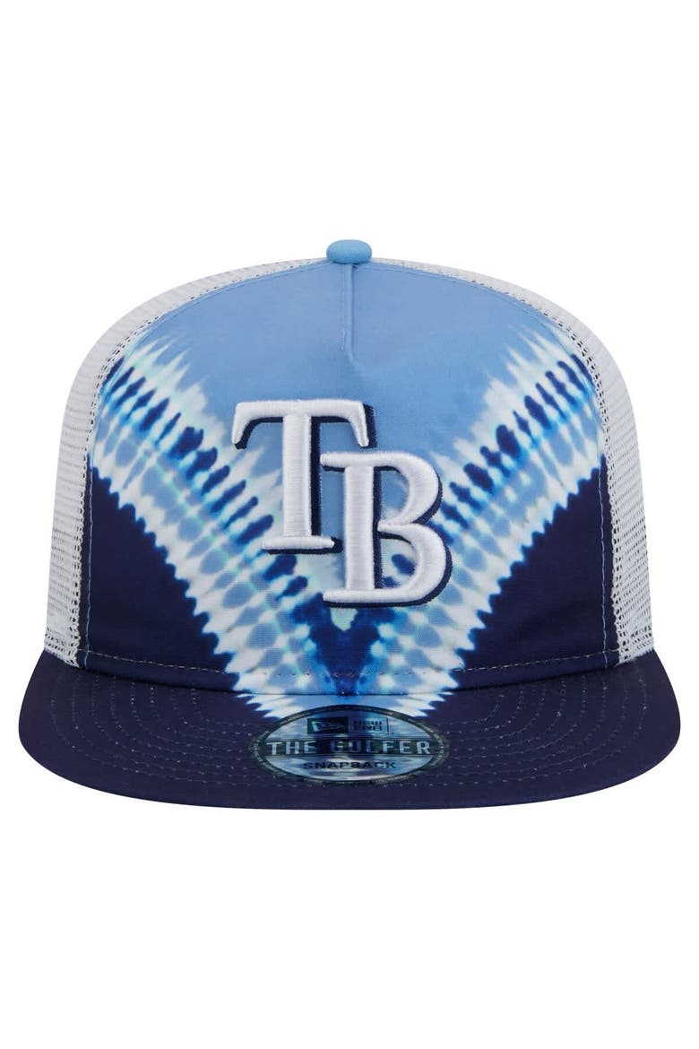 Men's New Era Tampa Bay Rays Tie-Dye Golfer Trucker Adjustable Hat, Alternate, color, Navy