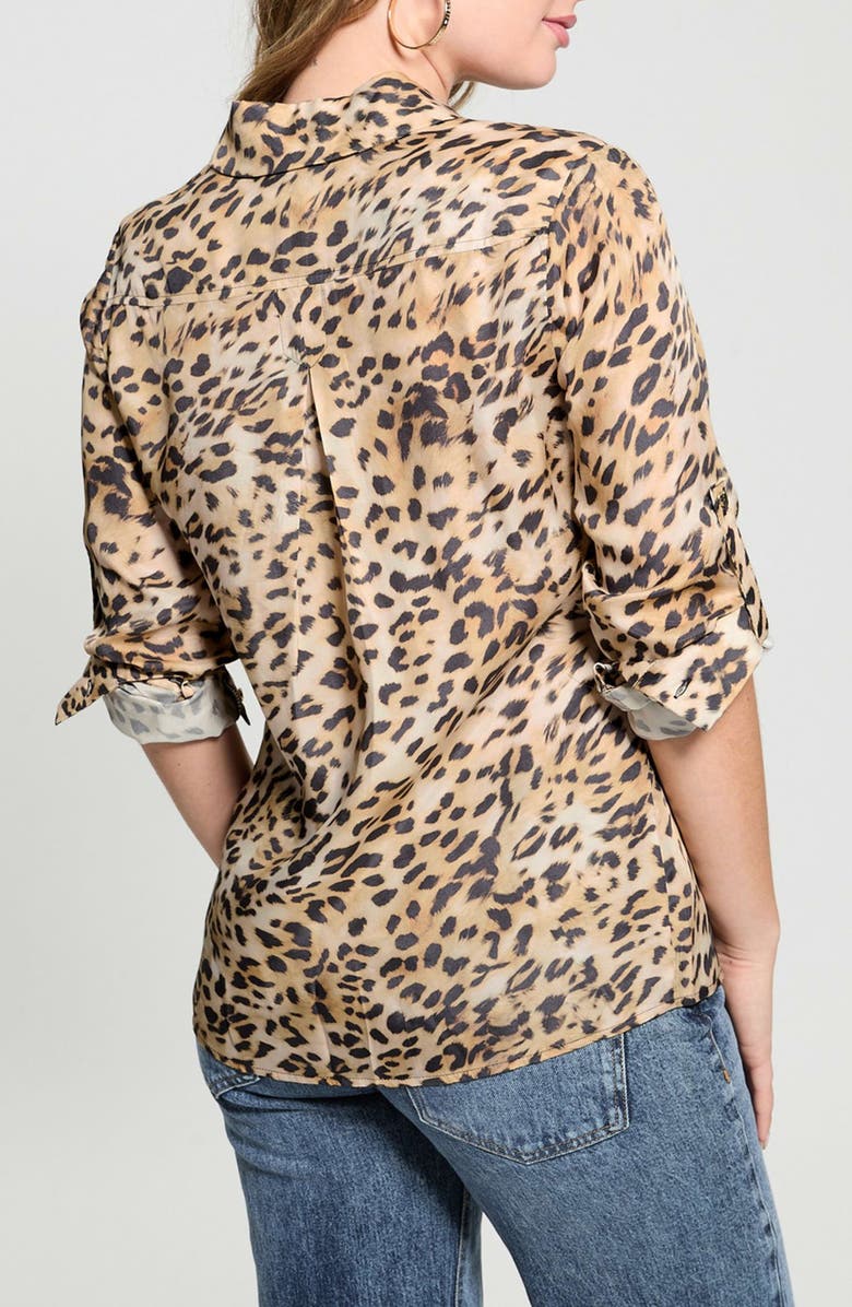 GUESS Enora Equipment Leopard Print Button-Up Shirt, Alternate, color, 
