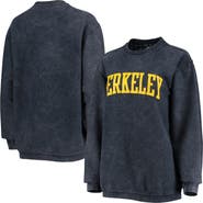 PRESSBOX Women's Pressbox Navy Cal Bears Comfy Cord Vintage Wash Basic Arch Pullover Sweatshirt
