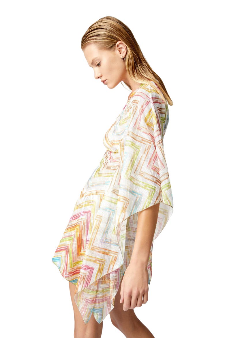 Short Covered Up Caftan In Printed Tulle, Alternate, color, Multicoloured