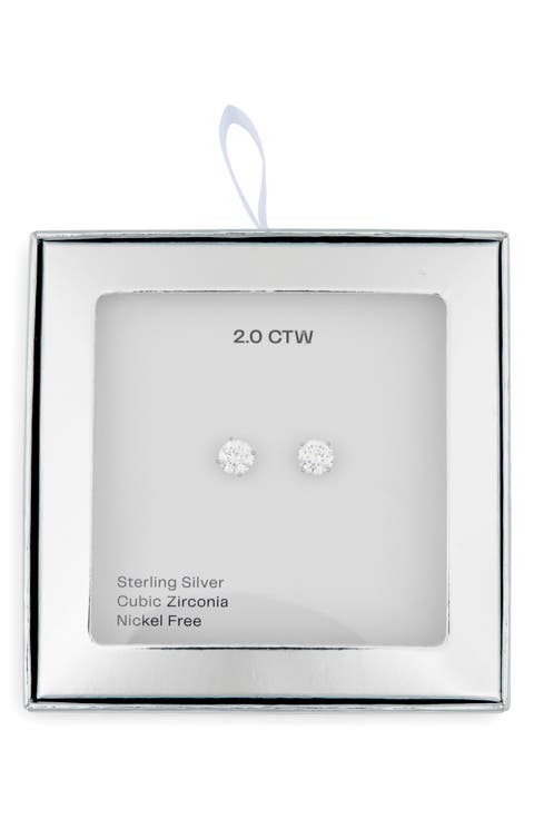 Cubic Zirconia Round Stud Earrings