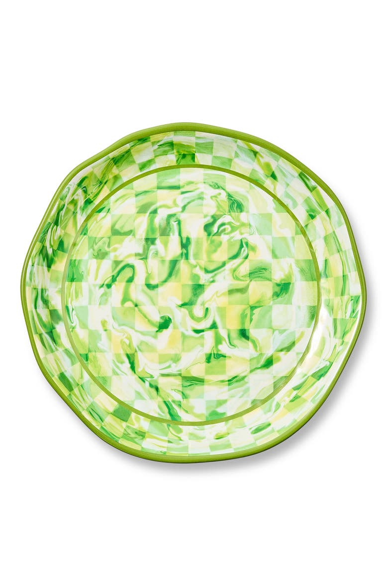 Green Marble Check Large Melamine Oval Platter, Alternate, color, GREEN