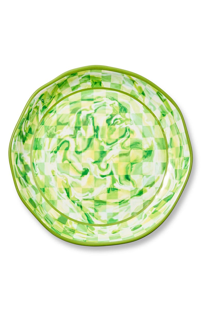 MACKENZIE CHILDS Green Marble Check Large Melamine Oval Platter, Alternate, color, Green