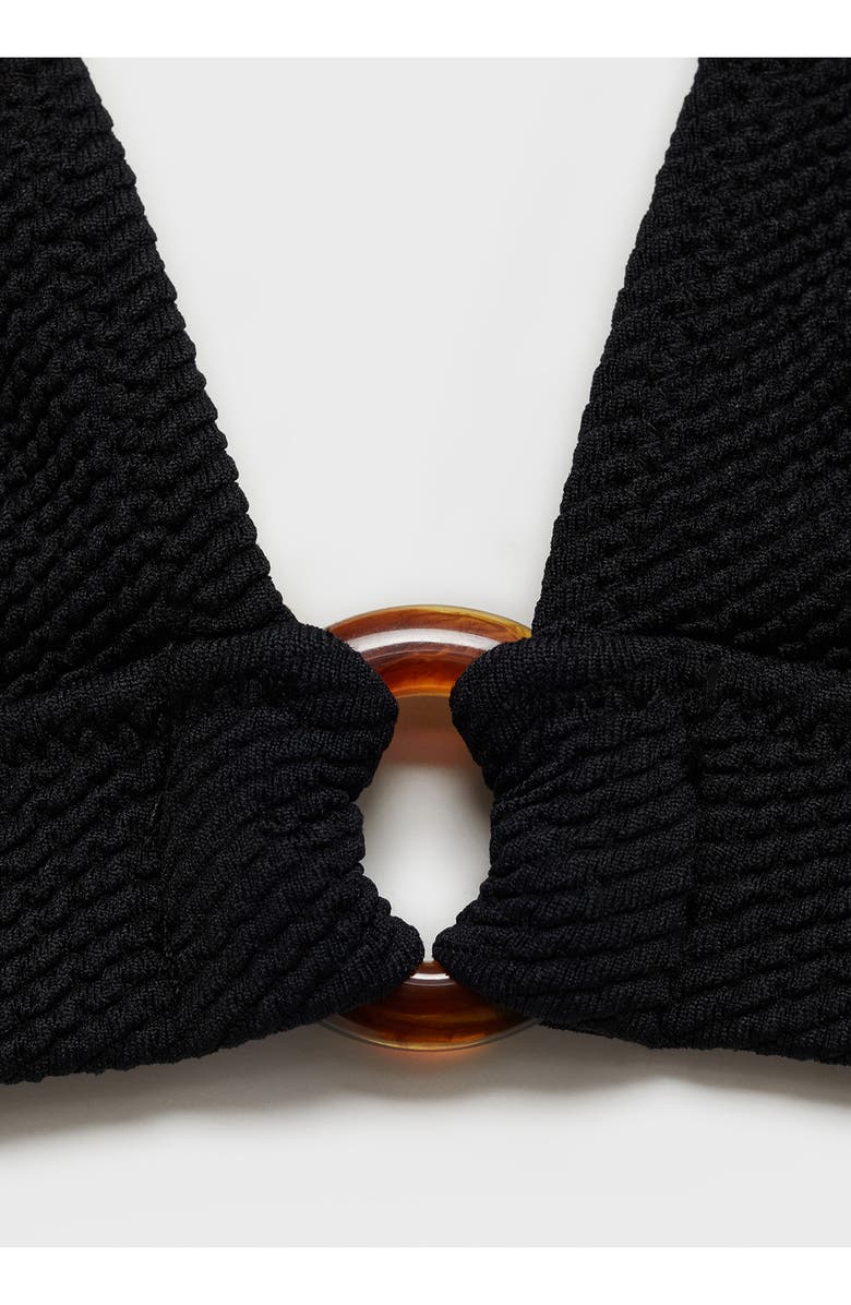 MANGO Textured Bikini Top, Alternate, color, Black