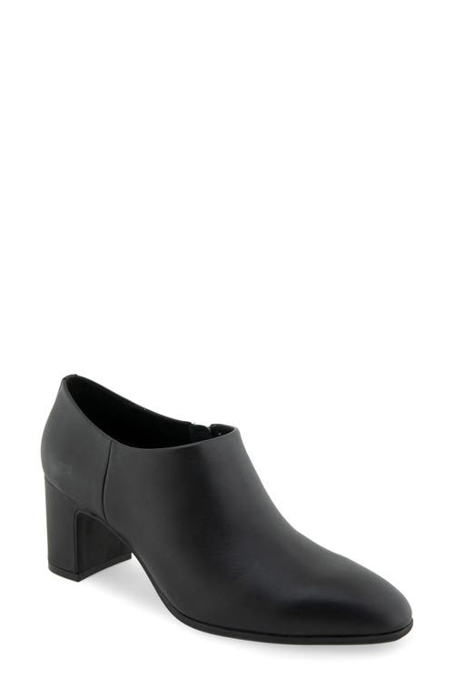 Aerosoles Melina Block Heel Bootie in Black Leather 
